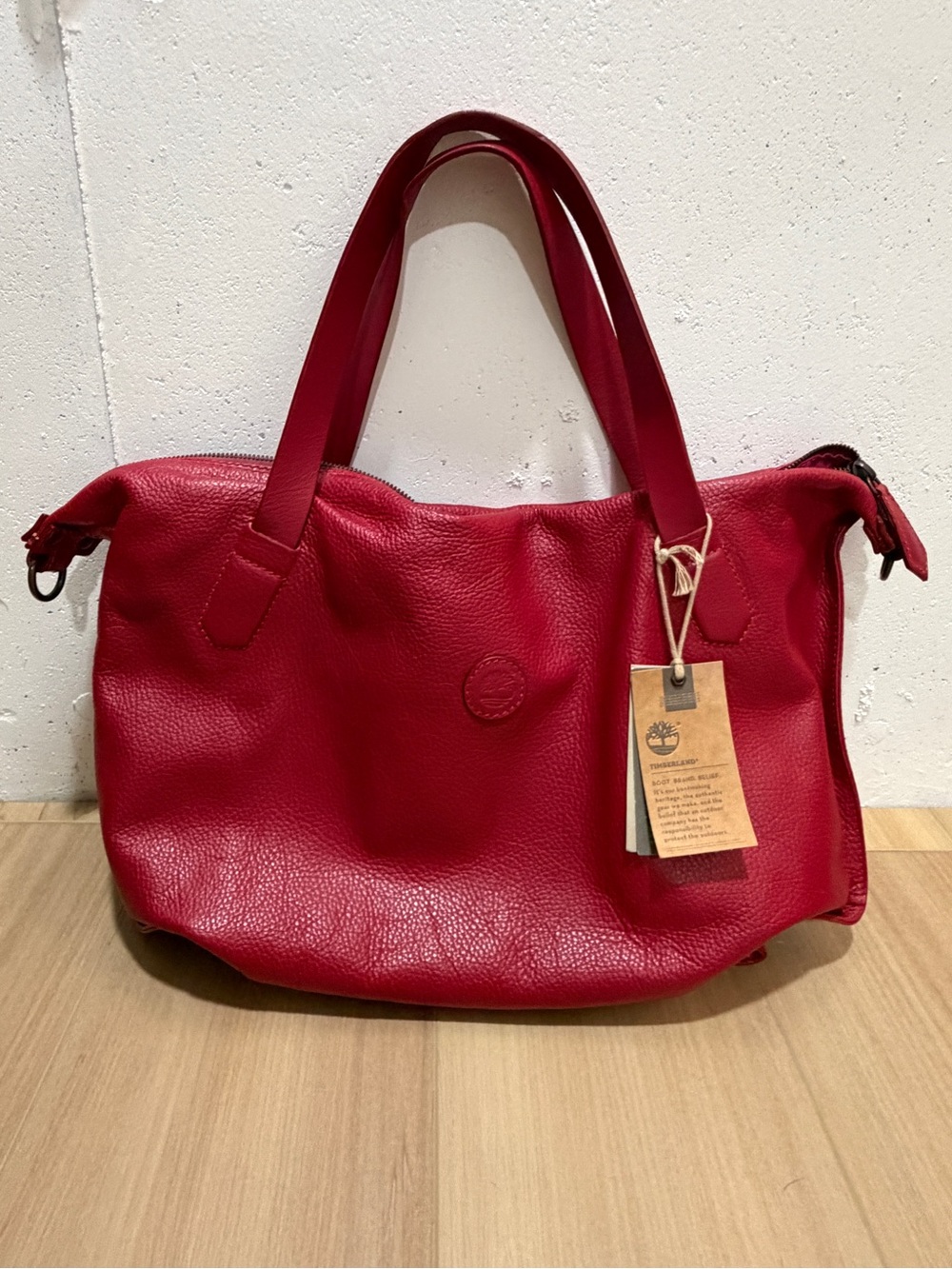 NWT Timberland Red Pebbled Leather Tote